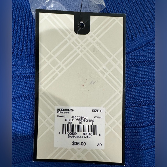 Dana Buchman Sleeveless Cobalt Blue Acrylic Mockneck Top Size S New With Tags - Picture 14 of 14